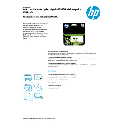Cartuccia Inkjet HP 963XL giallo  3JA29AE